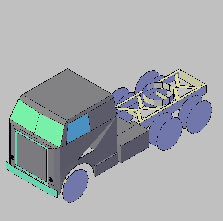 Bloque Autocad Vista de Cab. Camión B Bibliot. 2D-3D en 3D simple